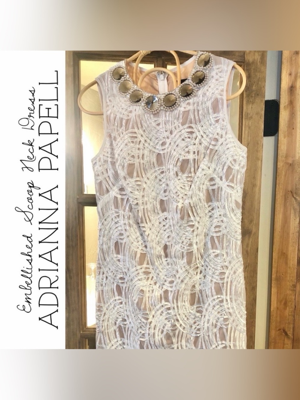 Adrianna Papell Embellished Scoop Neck Sleeveless Dress